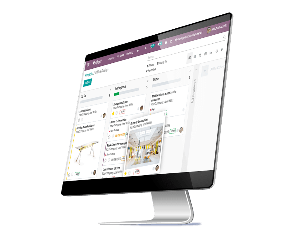 Odoo - Projet App - Tableau de bord des Tâches